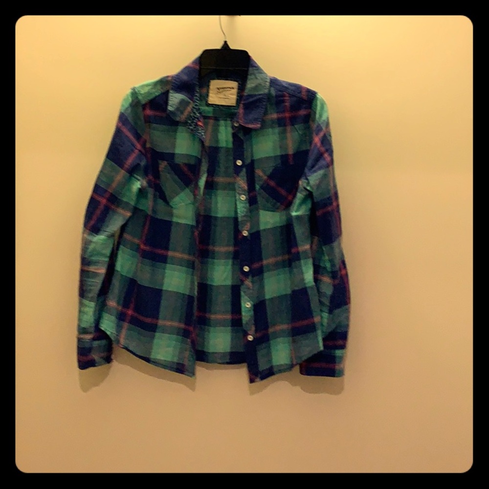 Arizona‎ Flannel Green Blue Plaid Junior Small